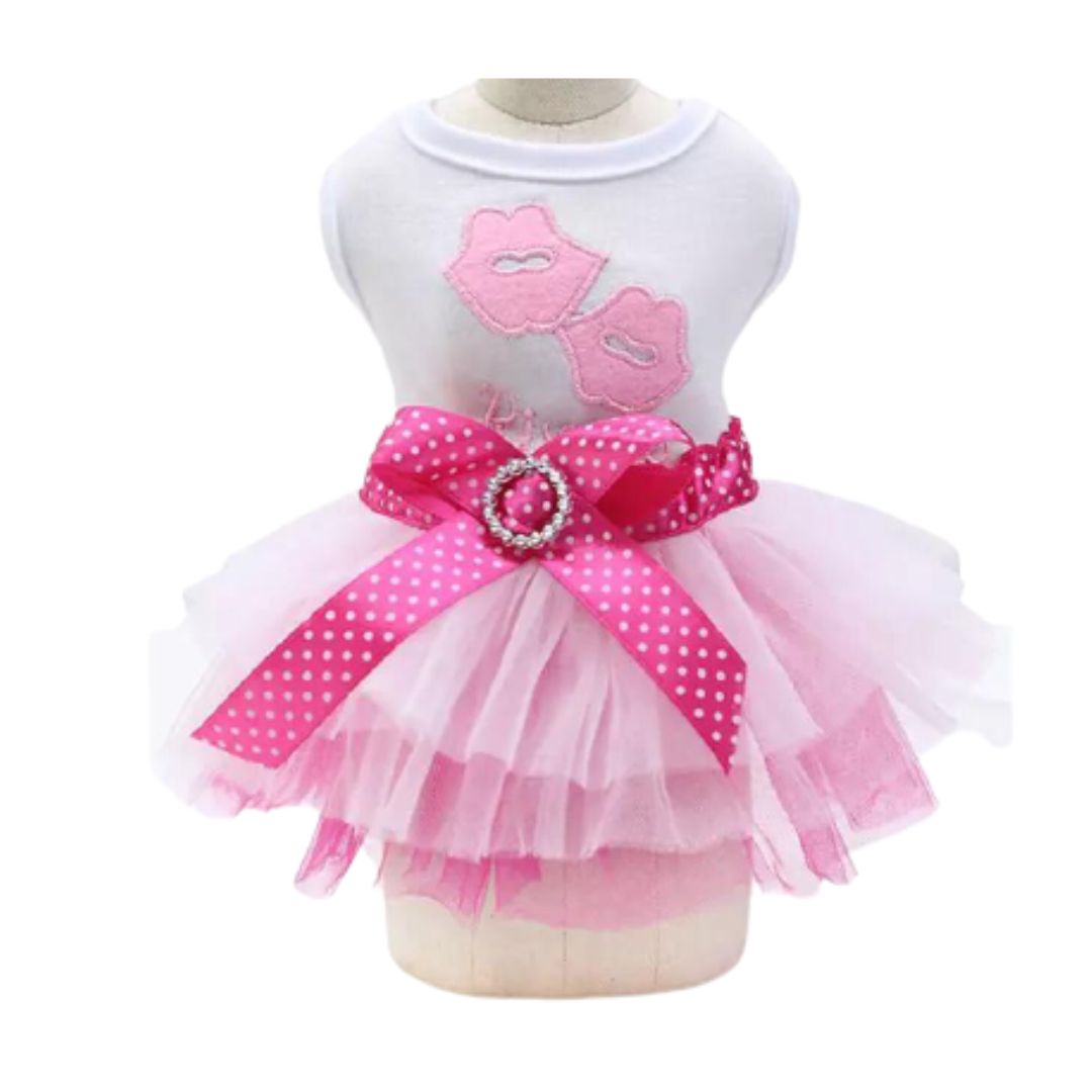 Vestido para perros y gatos - Rosado con moño - Madrugon